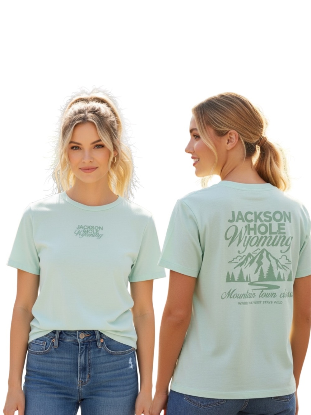 NWT JACKSON Mint Short Sleeve Graphic Tee - Women's Jackson Hole Wyoming